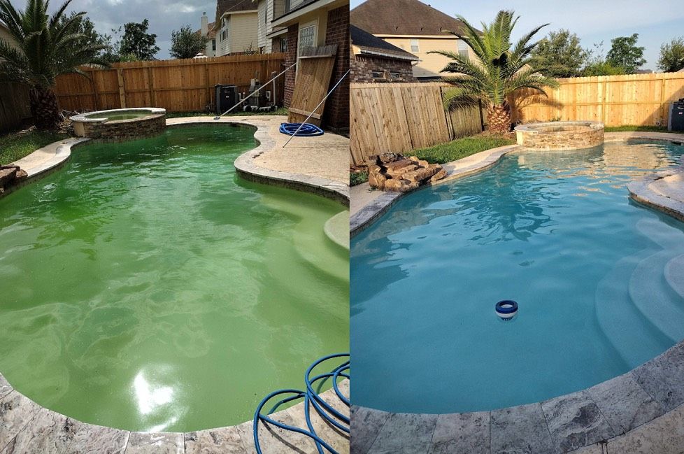 We love turning pools back to beautiful blue.  Cal