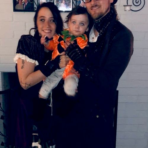 This is my fiancé and daughter on Halloween , they