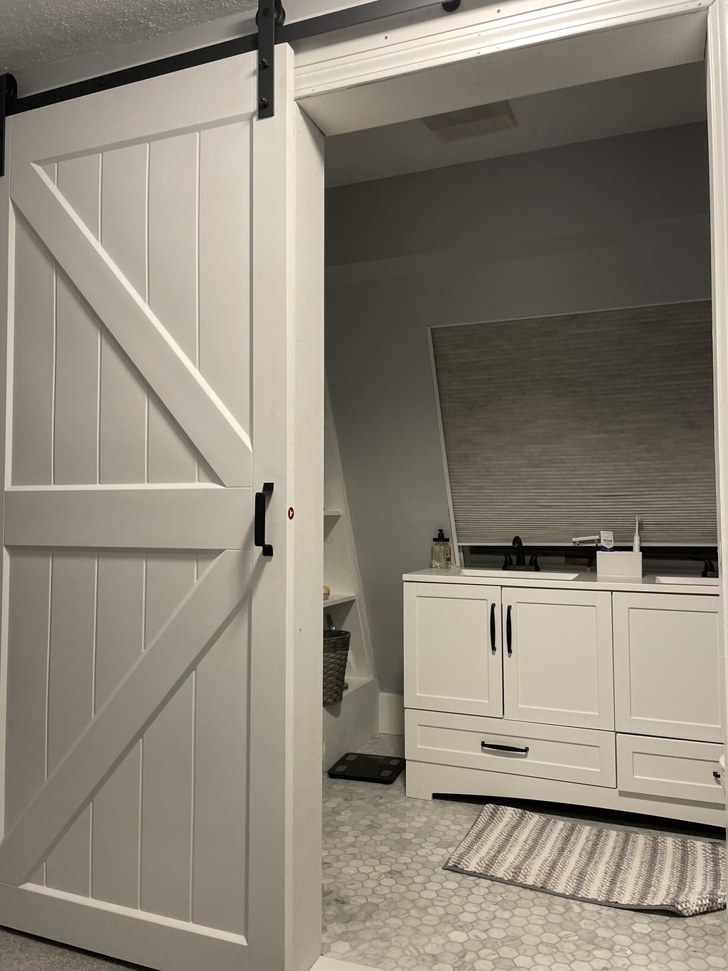 New Barn Door installation for bathroom, removed o