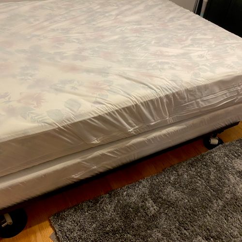 Installed  encasement on box spring and mattress.