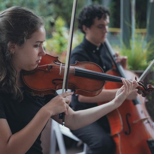 We hired a cello and violinist to play at our wedd