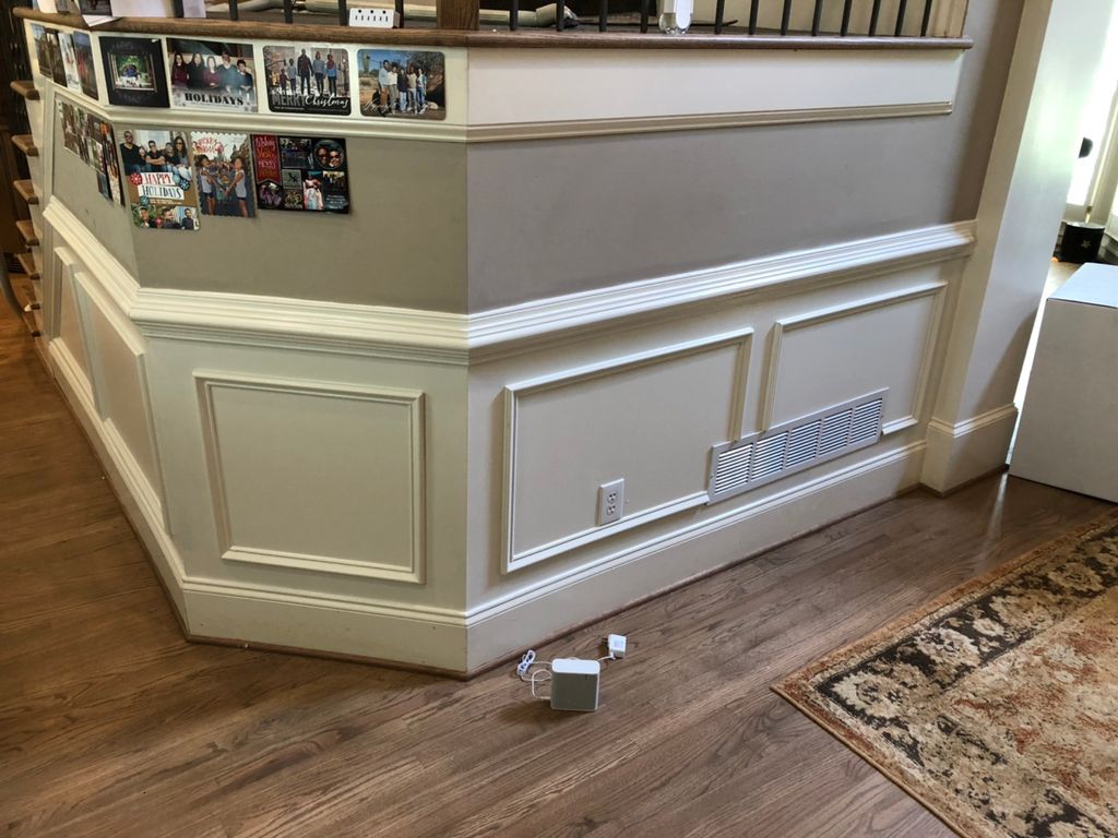 Chair rail moulding added throughout a living room
