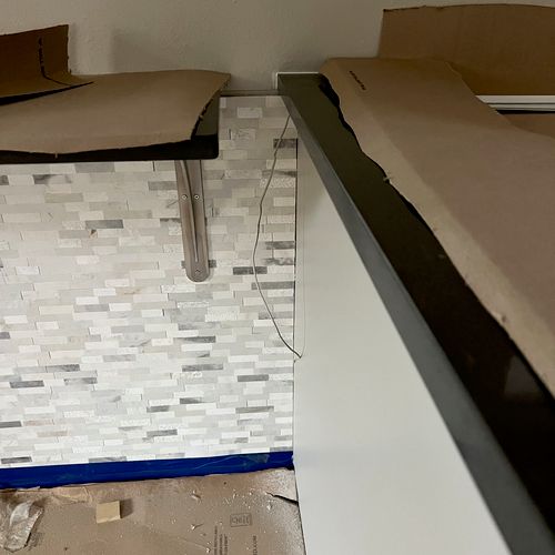 Commercial countertop and accent wall install