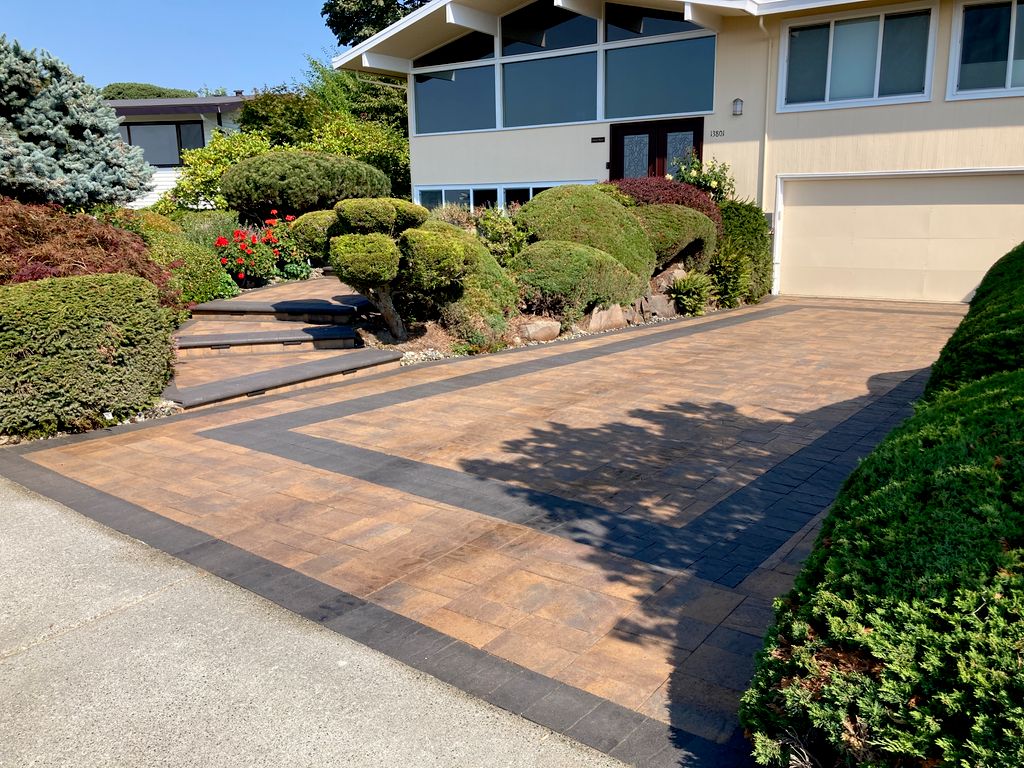 Driveway and walkway paver installation with wet-l