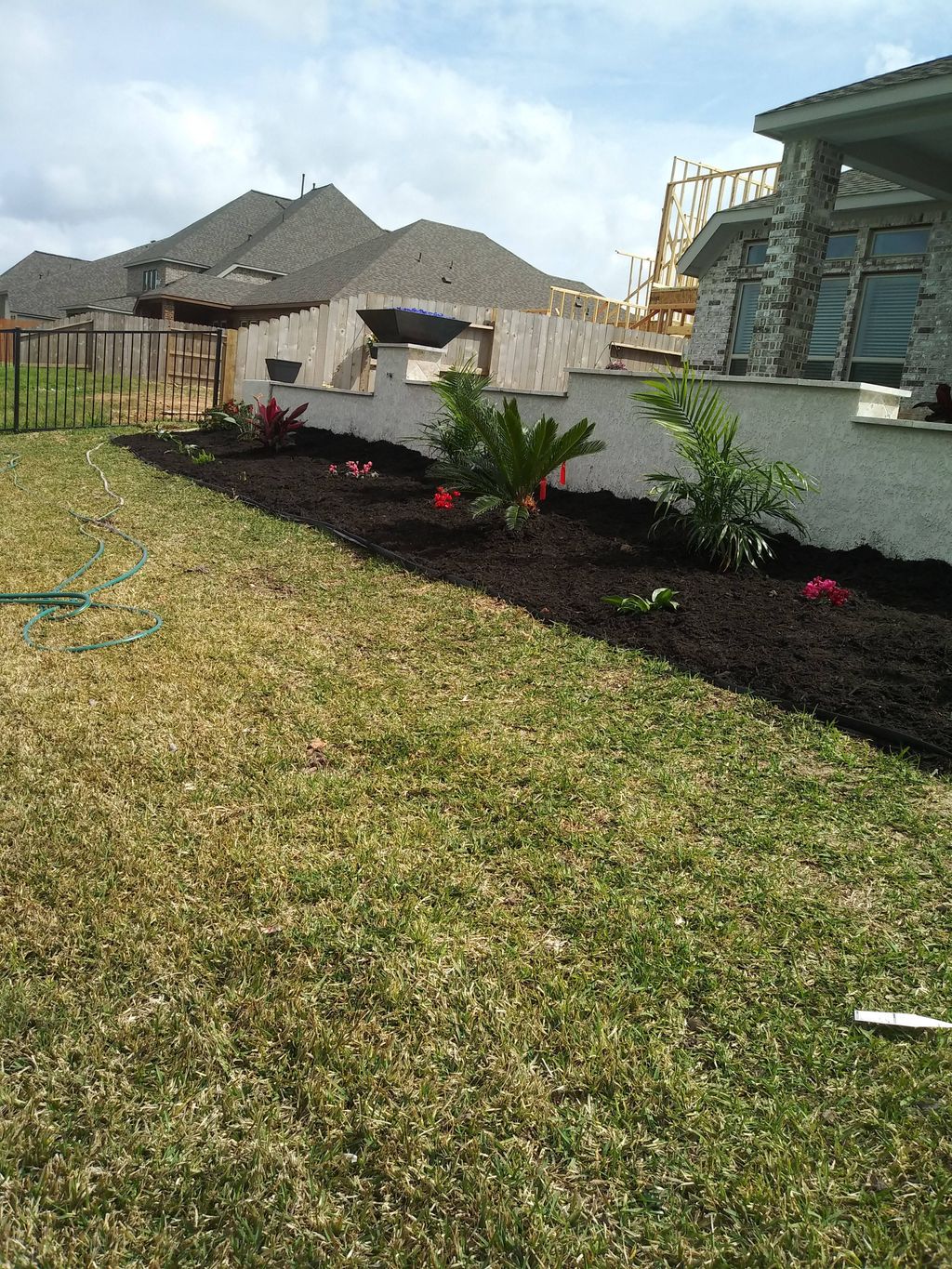 This is a picture of a Flower bed and mulch instal