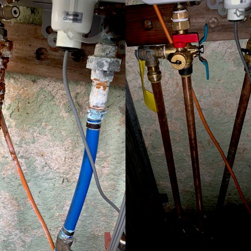 Before and after pictures added isolator valves to