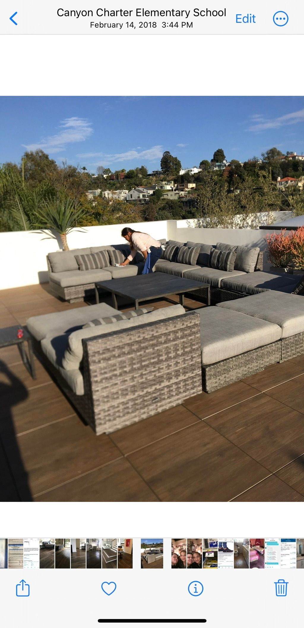 Wiping down the exterior patio as well