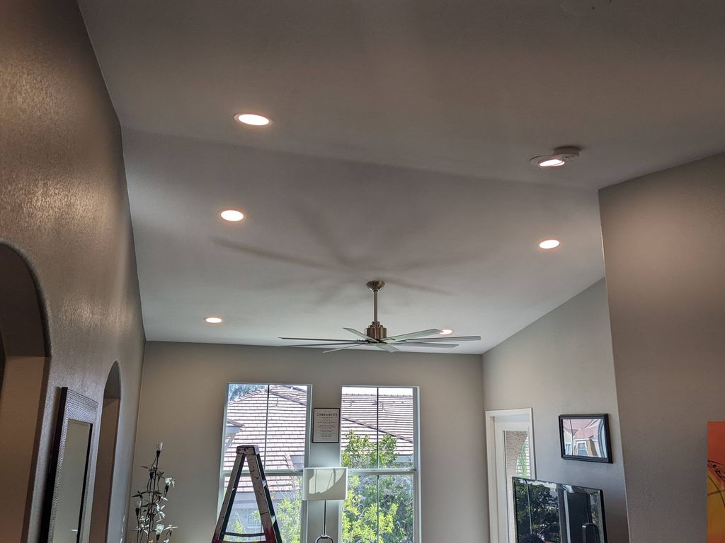 all new can lights, and replacement fan in custome