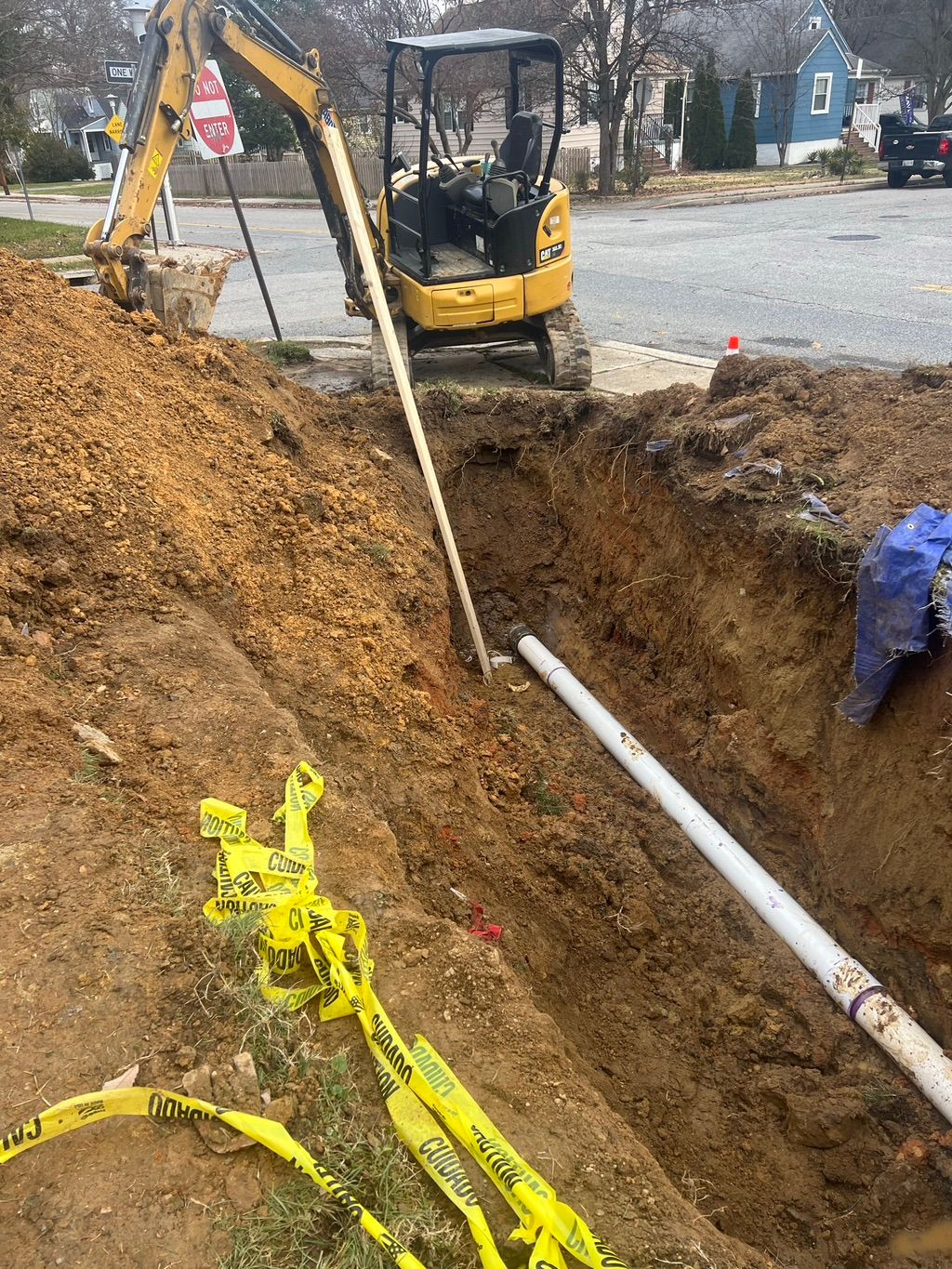 Installation of new drain line with cleanout