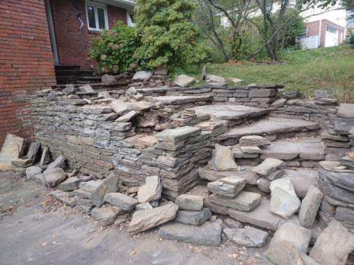Dry stack stone wall and stairs 