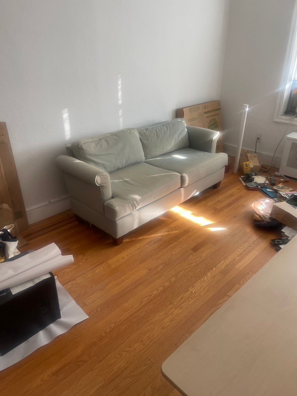 Partial removal of a couch and miscellaneous items