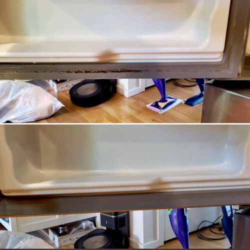Before and after inside fridge cleaning