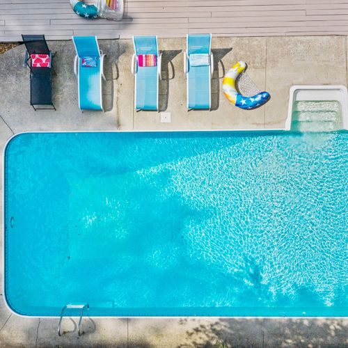 Drone photos for a home with pool listing