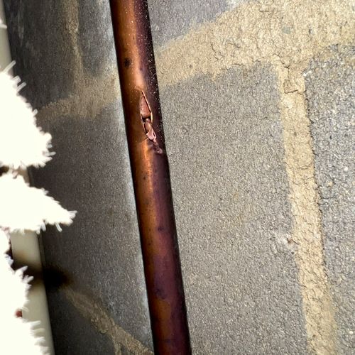 Frozen pipe inside of wall
