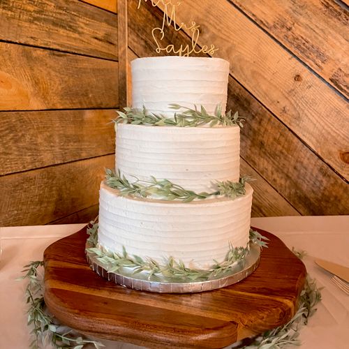 Simple greenery wedding Cake by Artful Cakery by J