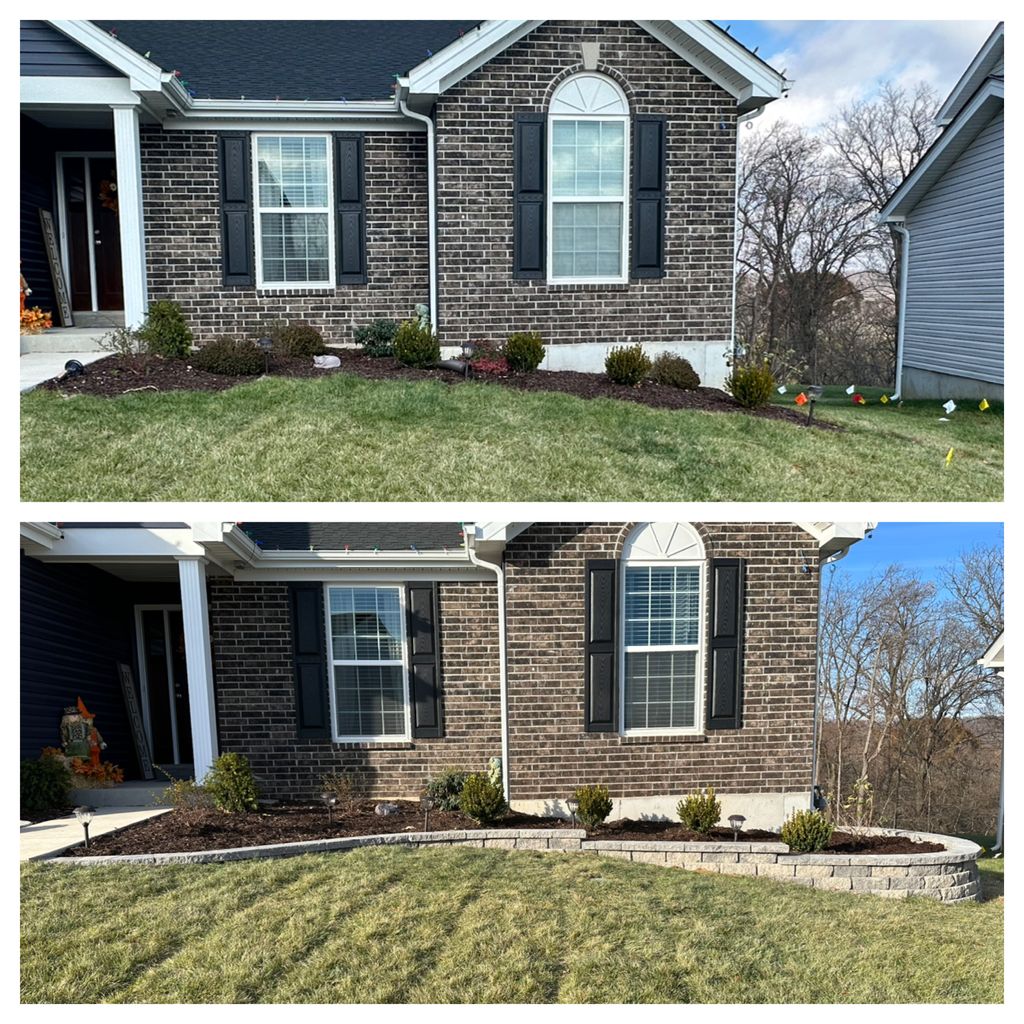 New stair stepped front landscape wall in Eureka, 