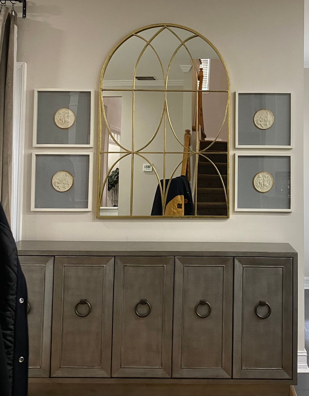 Large Arch Mirror and 4 Picture gallery installati