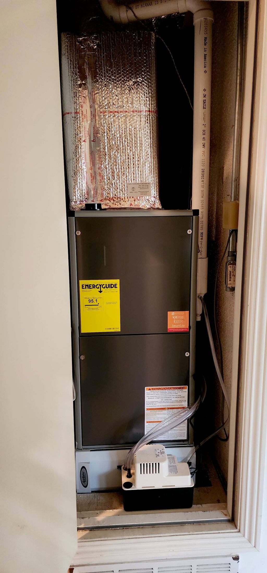 New hi efficiency furnace installation 