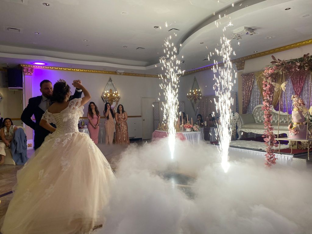 Sweet 16 with dancing on the clouds and sparklers
