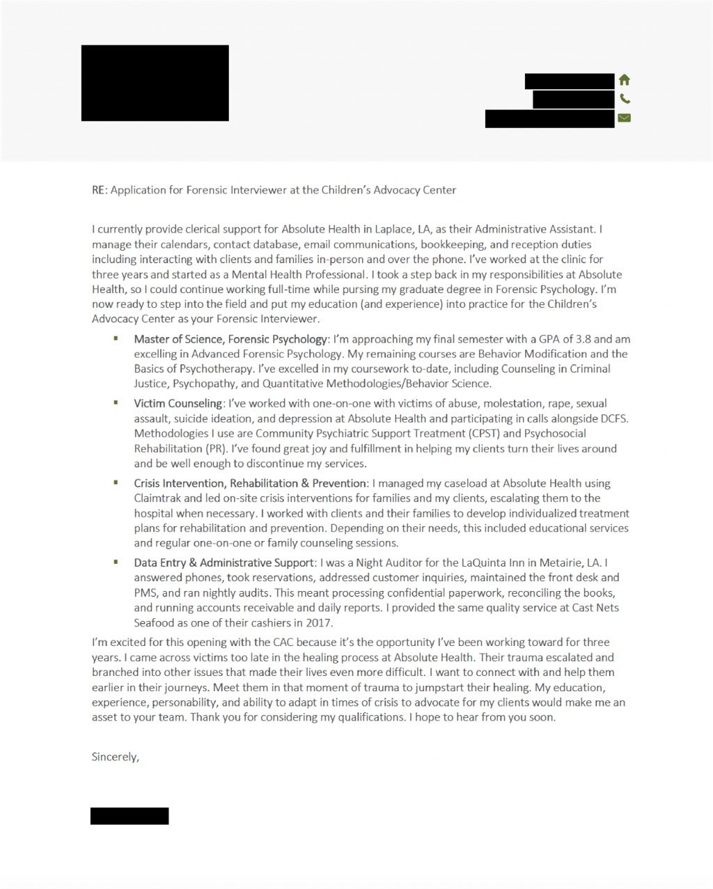 I built this cover letter using my knowledge of th