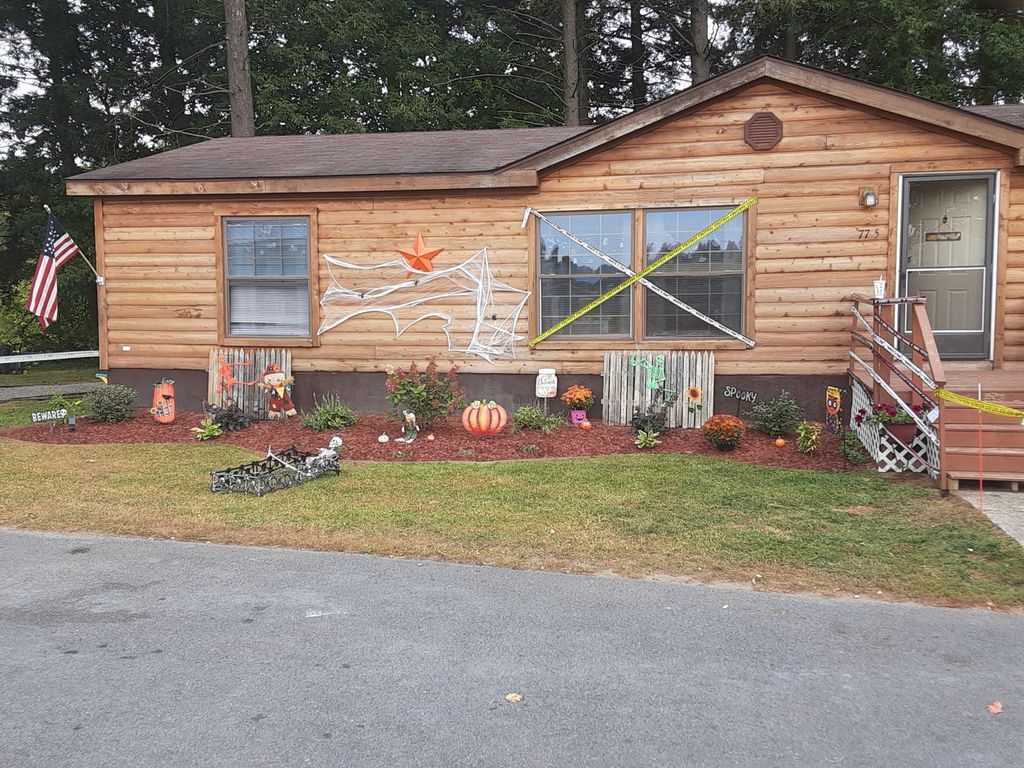 After: cleaned/sealed log siding, seeded lawn, pai