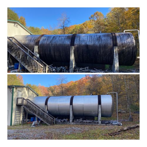 Before/after on large tank.