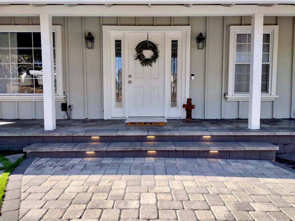 San Rafael concrete paver walkway, porch, steps an