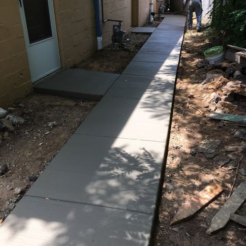 Commercial property new concrete walkway