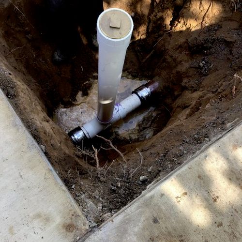Newly installed sewer cleanout. Cleanouts give eas