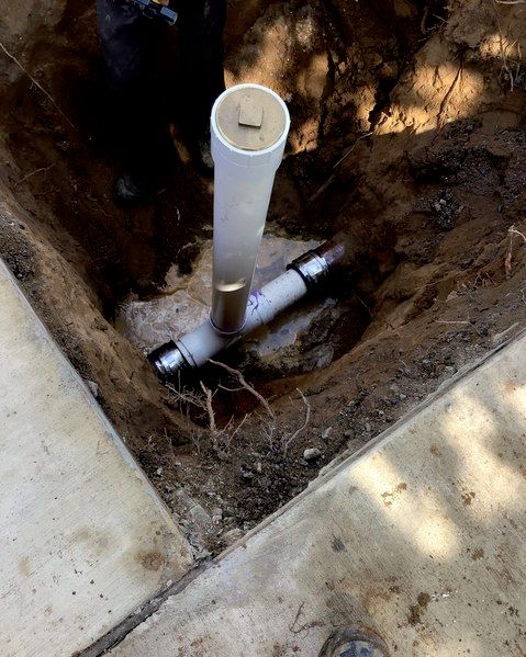 Newly installed sewer cleanout. Cleanouts give eas