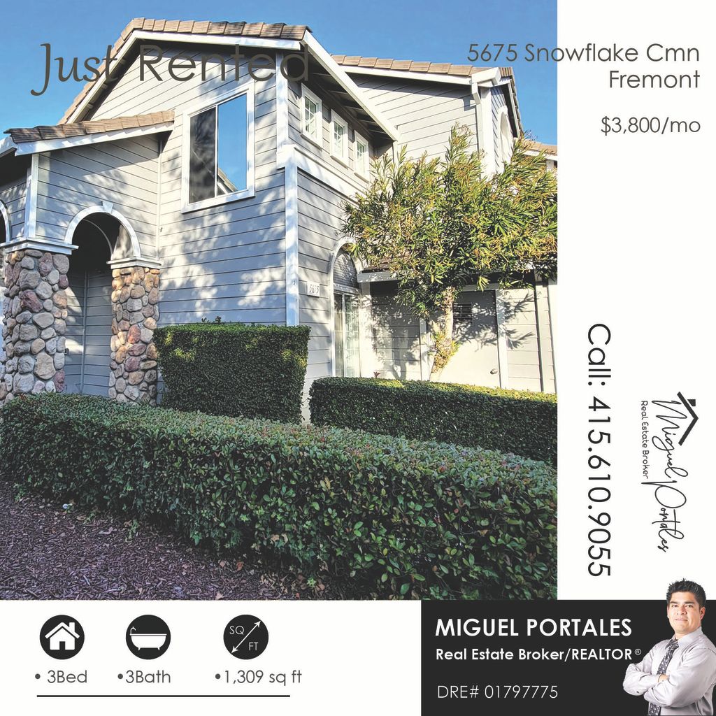 RENTED - FREMONT CA - $3,800/mo