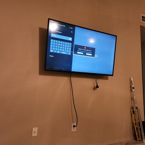 Wall mounted tv install on a wall with no studs