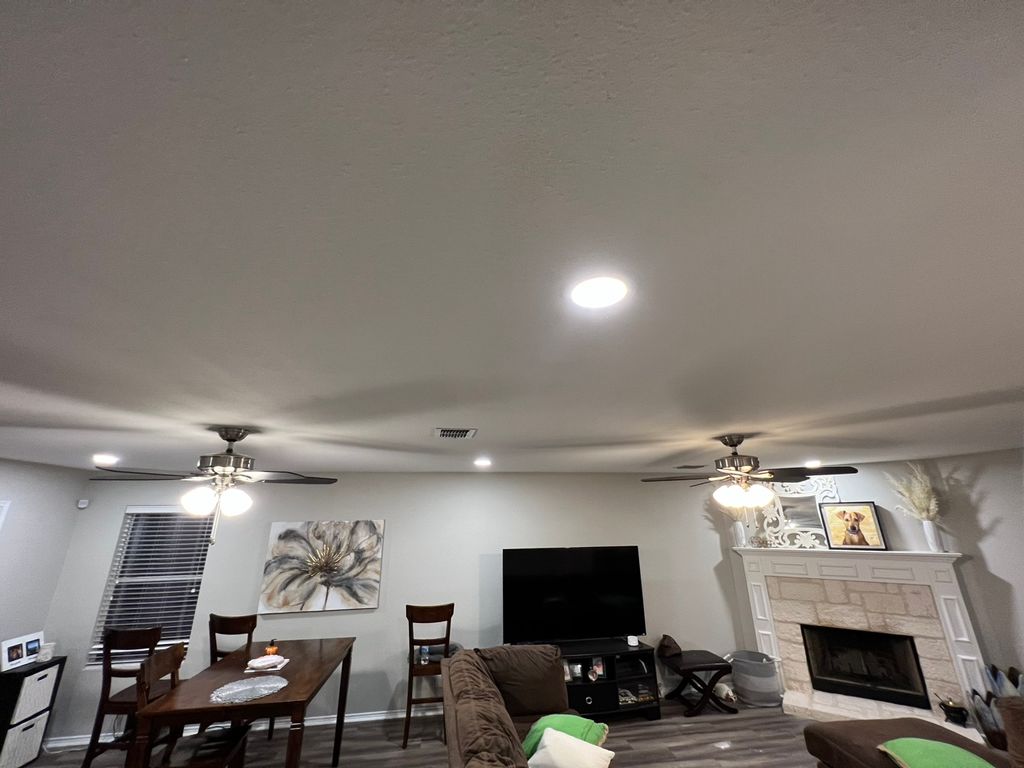 1 additional ceiling fan and 6 newly added 6 inch 