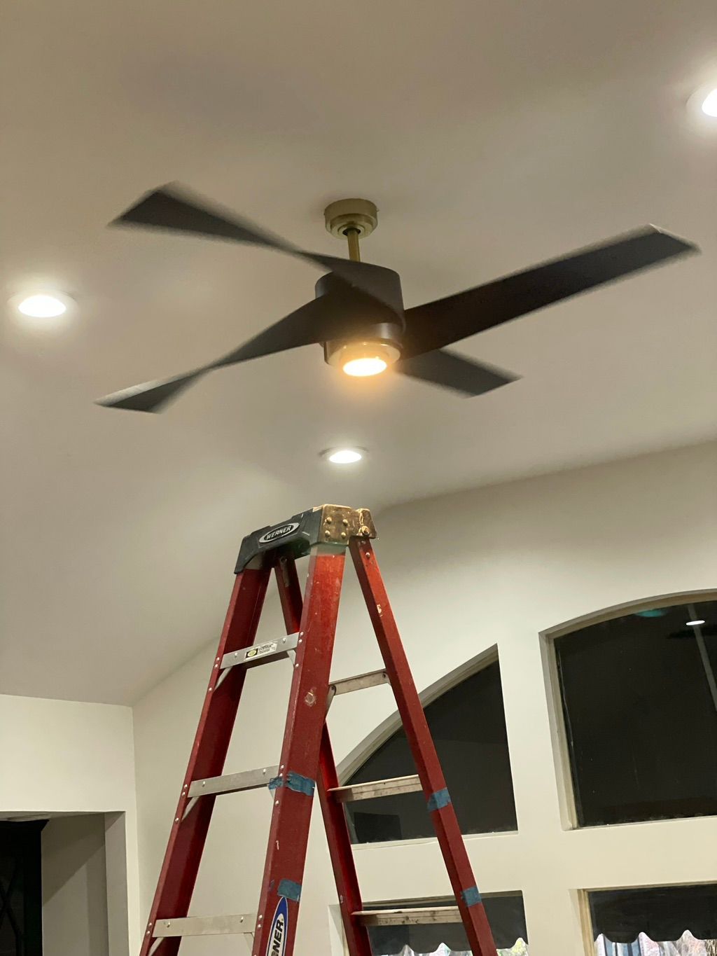 High profile ceiling fan installation 