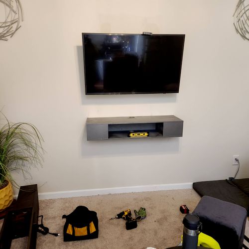 floating TV console install