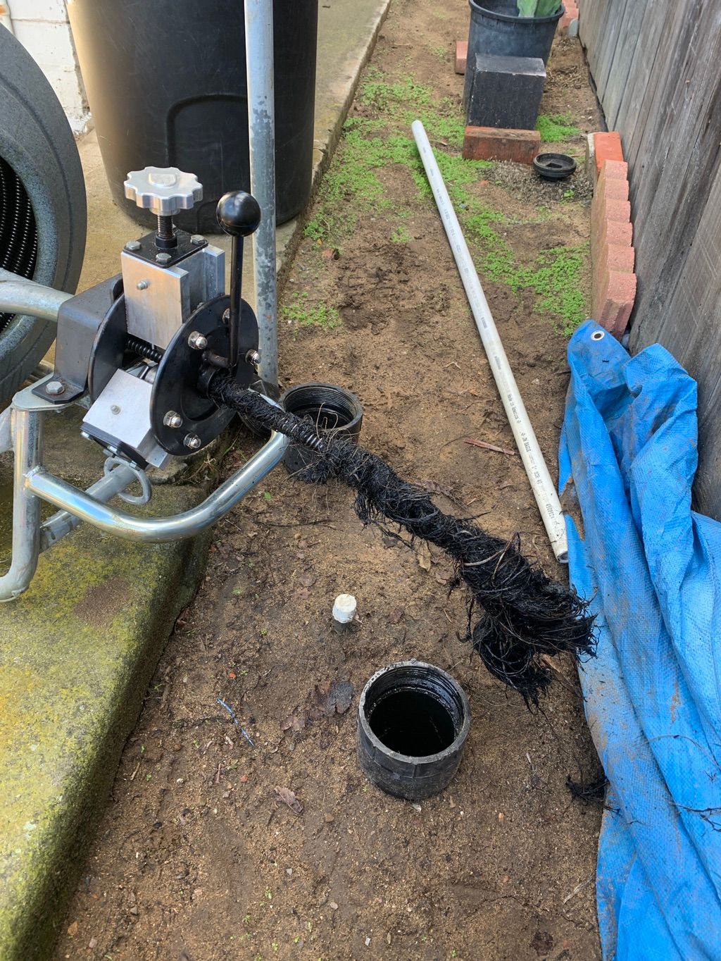 Clogged Mainline Drain with Roots