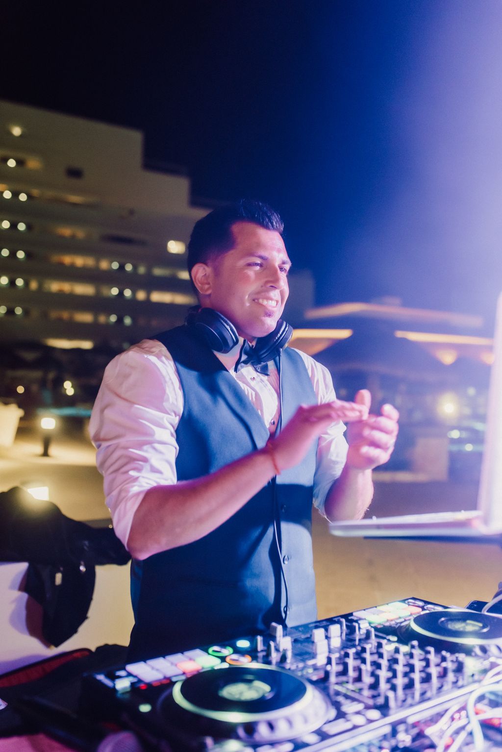 Photo of myself DJing at my own wedding just for a