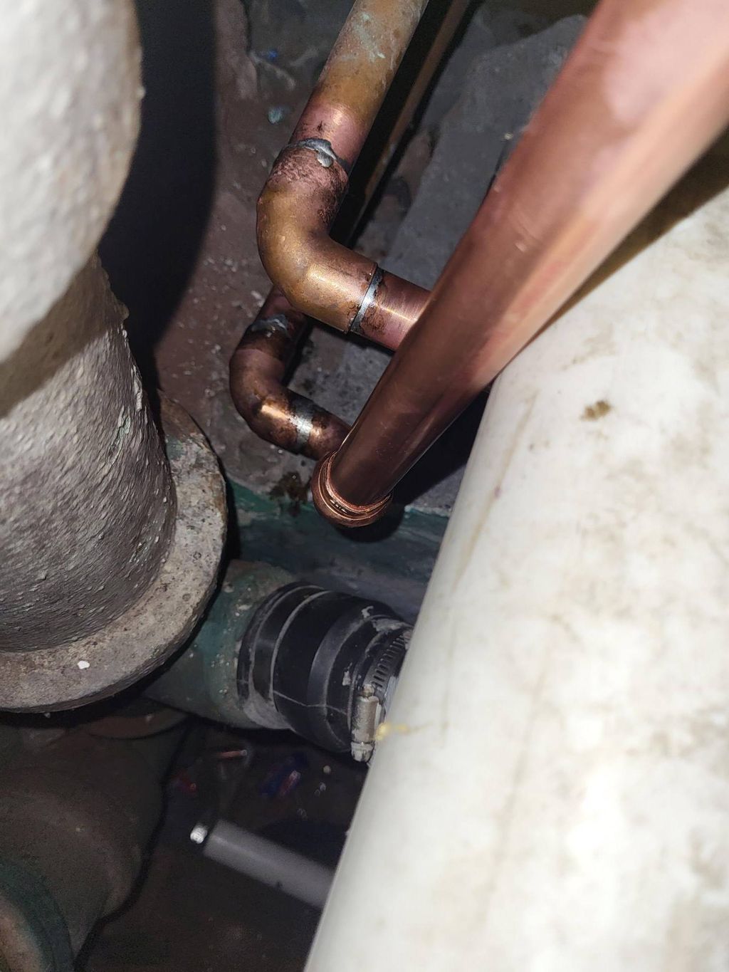 boiler installation connections in the wall solder