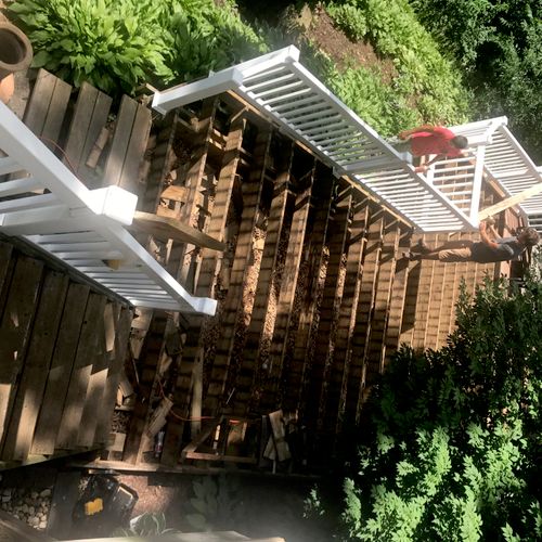 I hired Tom to completely redo my two-tiered deck 