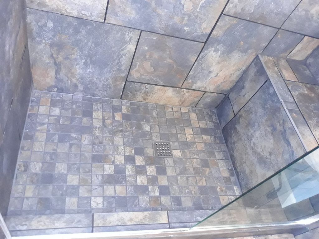 The original grout lines were a beautiful dark gra