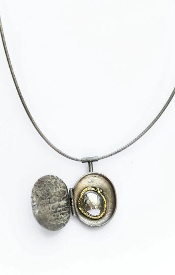 "Look Within" Locket Necklace - Silver, gold 