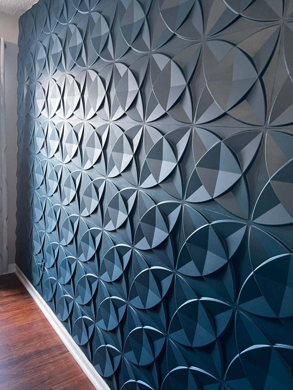 Finish coated with Ben Moore slate teal matte fini