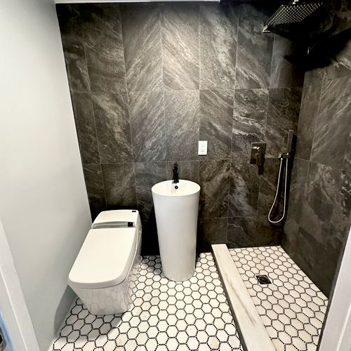 Modern bathroom remodel.