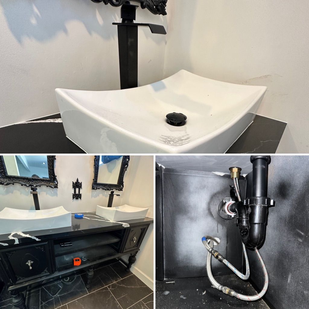 2 sinks installs with drains 