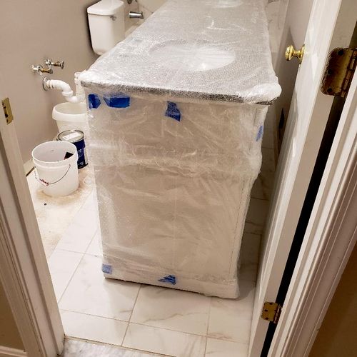 A four man crew moved my 380 lb bathroom vanity wi