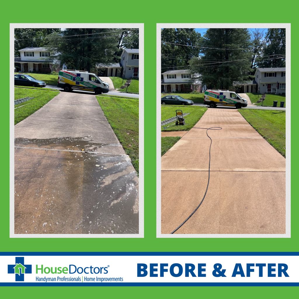 Before and After of a pressure washing project