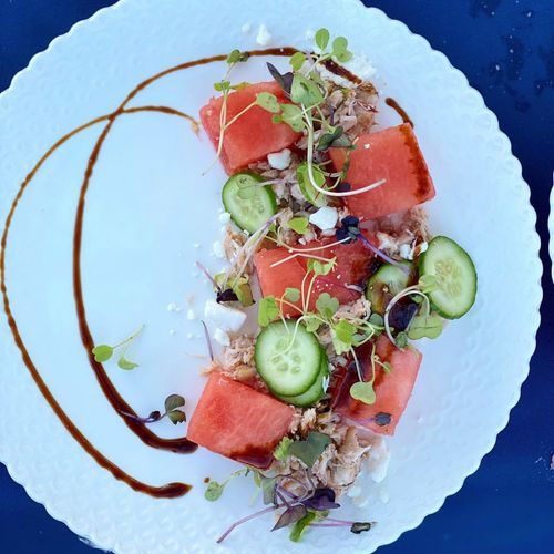 Compressed Watermelon & Crab Salad