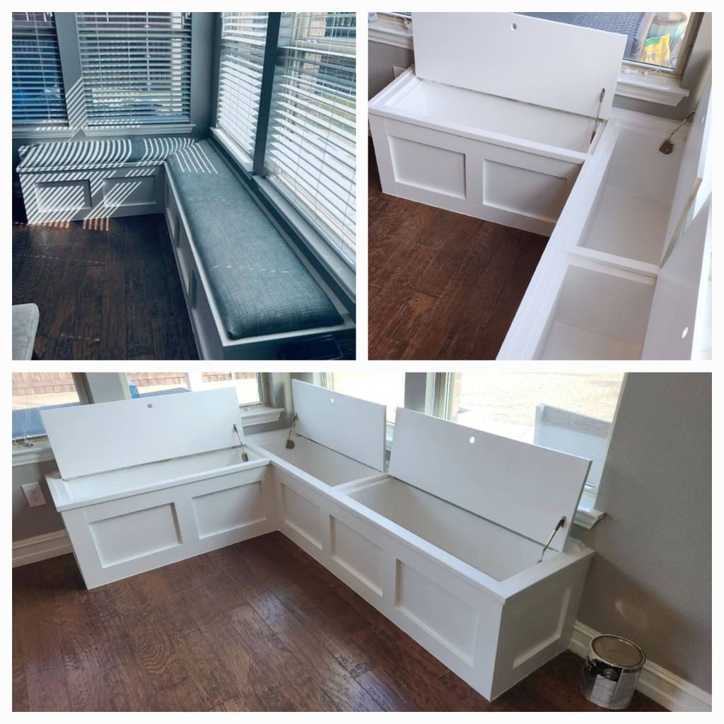 Breakfast nook renovation with soft close lids