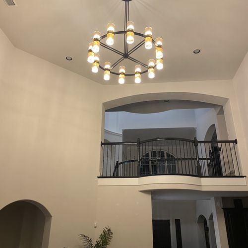 Chandlier install - 19 foot ceiling