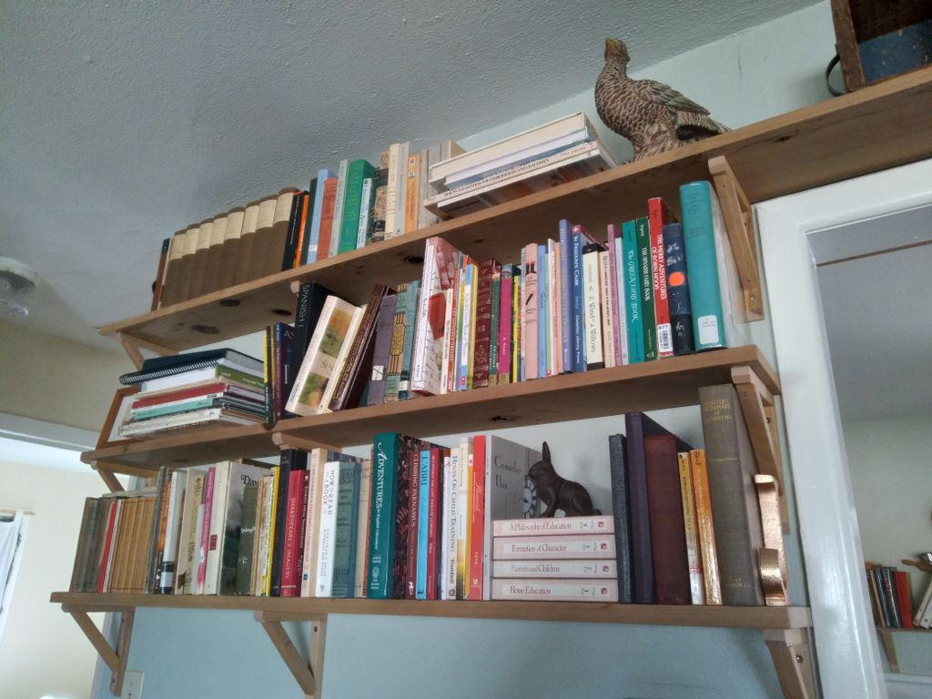 Cedar shelves, soft maple shelf supports